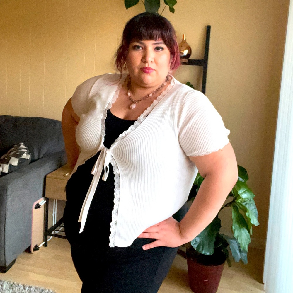 White lace cover top